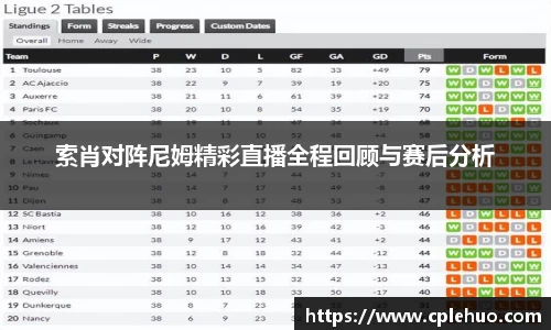 索肖对阵尼姆精彩直播全程回顾与赛后分析